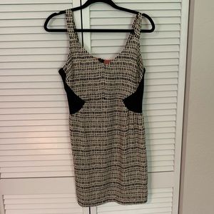 B&W Tank Dress with Coral Lace Detail